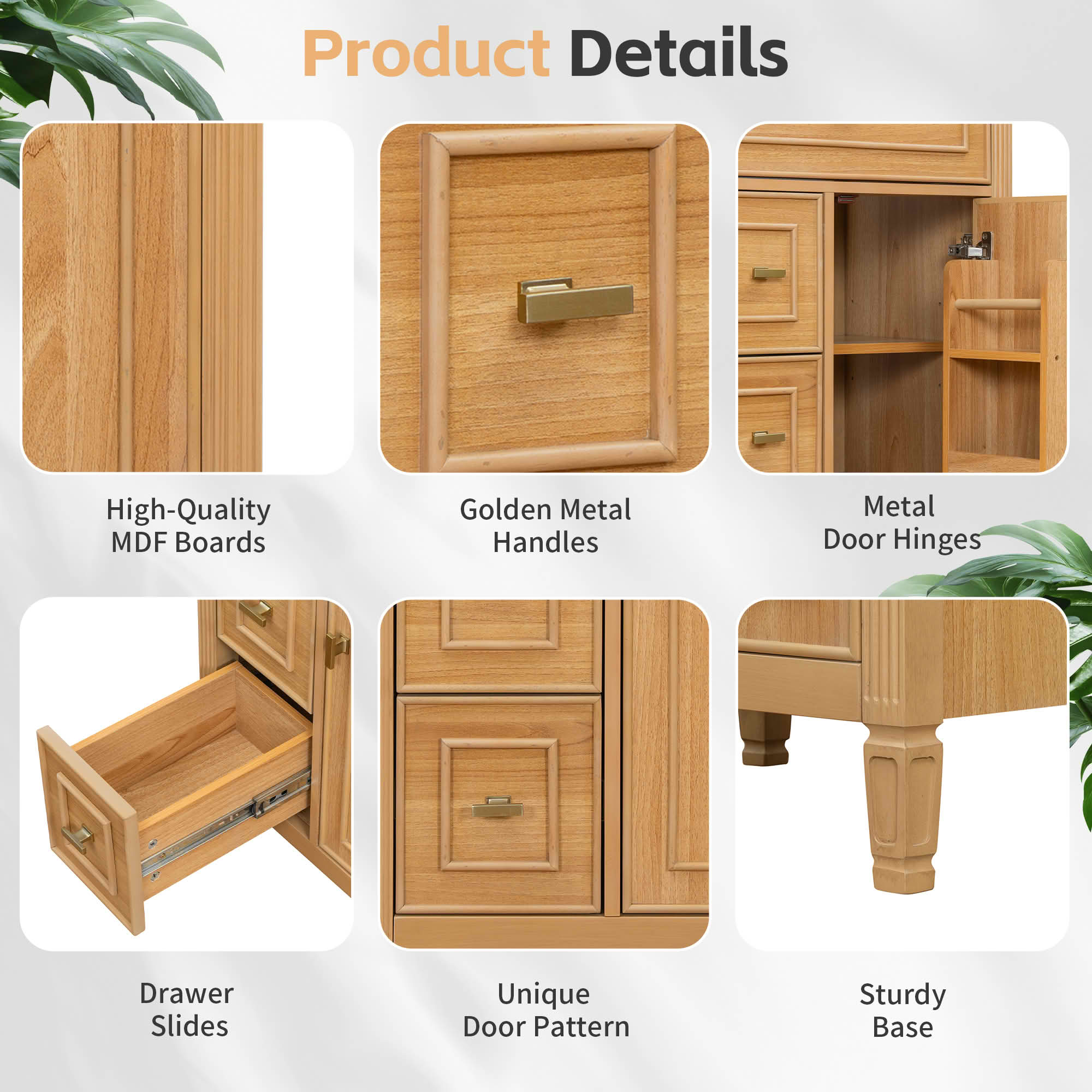 MAYEERTY 24" Bathroom Vanity with Sink, 1 Flip Drawer 2 Drawers Adjustable Shelf, Solid Wood MDF, Wood