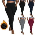 thumbnail image 6 of qucoqpe Womens Plus-Size Fleece Lined Yoga Pants Fall Winter High-Waist Thermal Workout Leggings with Pockets for Women, 6 of 6