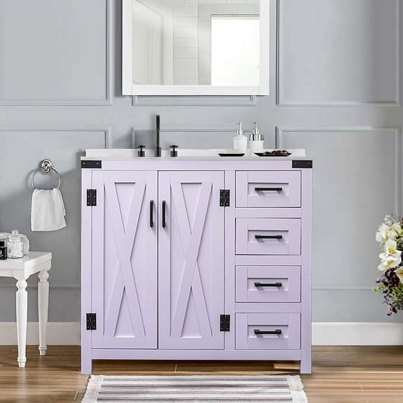 Dreamwerks Lilac Bathroom Vanity, 36 in. W x 21.5 in. D x 33.5 in. H, Cultured Marble Top