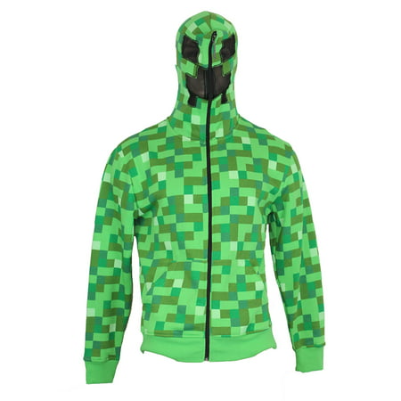 Minecraft Hoodie Zip Up Sweatshirt - Full Costume Style Creeper Image ...