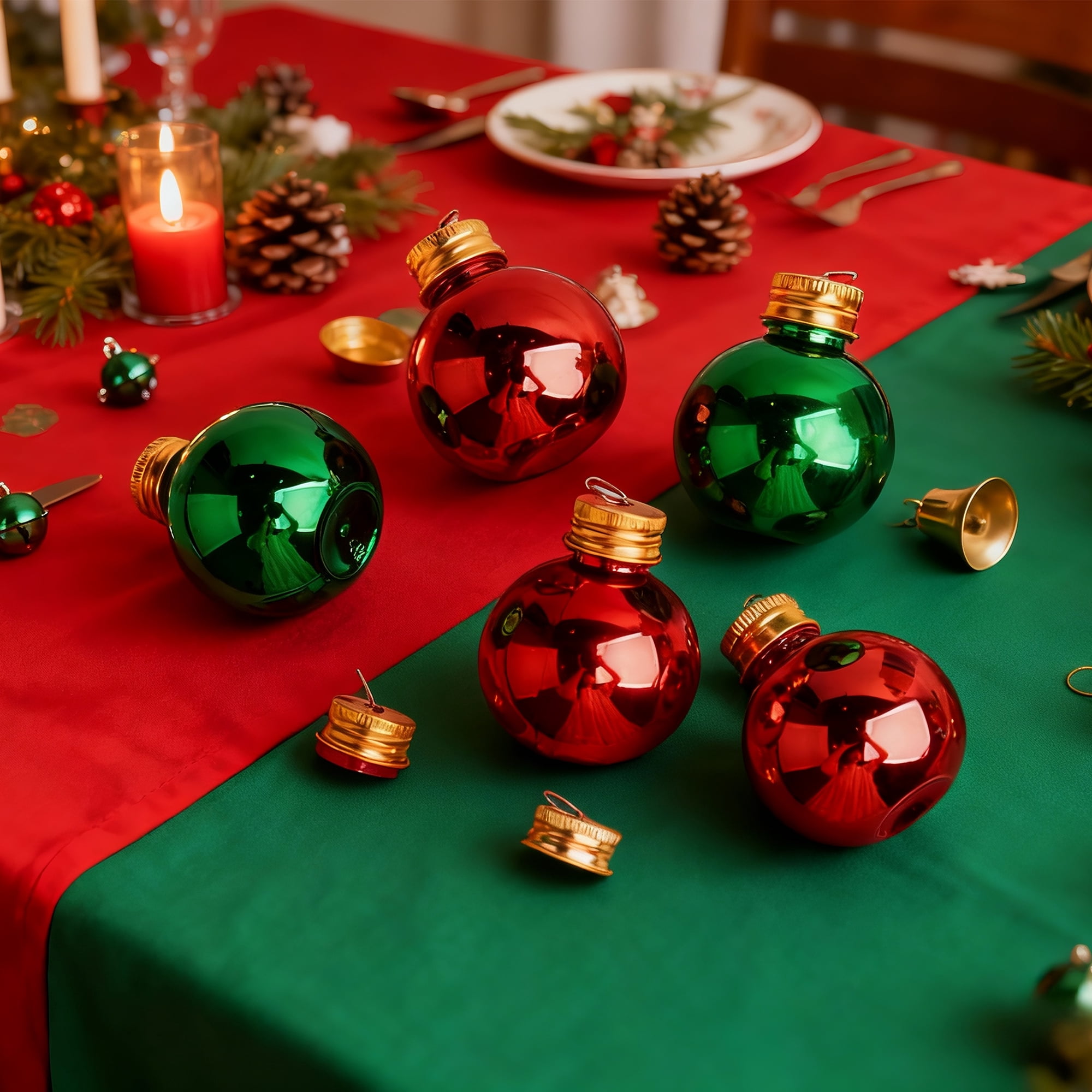 Fillable Christmas Ornament Balls, 6-Piece Reusable Plastic Tree Hanging Decorations, 3 oz Gold-Plated Baubles for Holiday Displays and Gift Exchanges