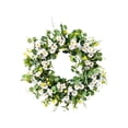 thumbnail image 2 of Corona decorativa con margaritas blancas y hojas verdes, 50 cm de diámetro, decoración para el hogar de interior/exterior, adorno colgante de estilo natural., 2 of 7