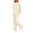 thumbnail image 5 of Letdown Two Piece Sets for Women Long Sleeve Sweatshirts Top Casual Matching Sets Loungewear Fall Clothes Travel Outfits Fashion (Beige, L), 5 of 7