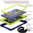 thumbnail image 4 of ELEHOLD Rugged Shockproof Case for Samsung Galaxy Tab A8 10.5 Inch 200 Tablet SM-X200/X205/X207, Heavy Duty Drop Protecton Hybrid Cover with Rotating Kickstand & Hand / Shoulder Strap, Blue+Green, 4 of 7