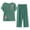 Green, variant on ICHUANYI Womens Summer Casual 2 Piece Suit Short Sleeve Round Neck Shirt Pants Pajamas Set Cotton Suit Comfortable Breathable Sets