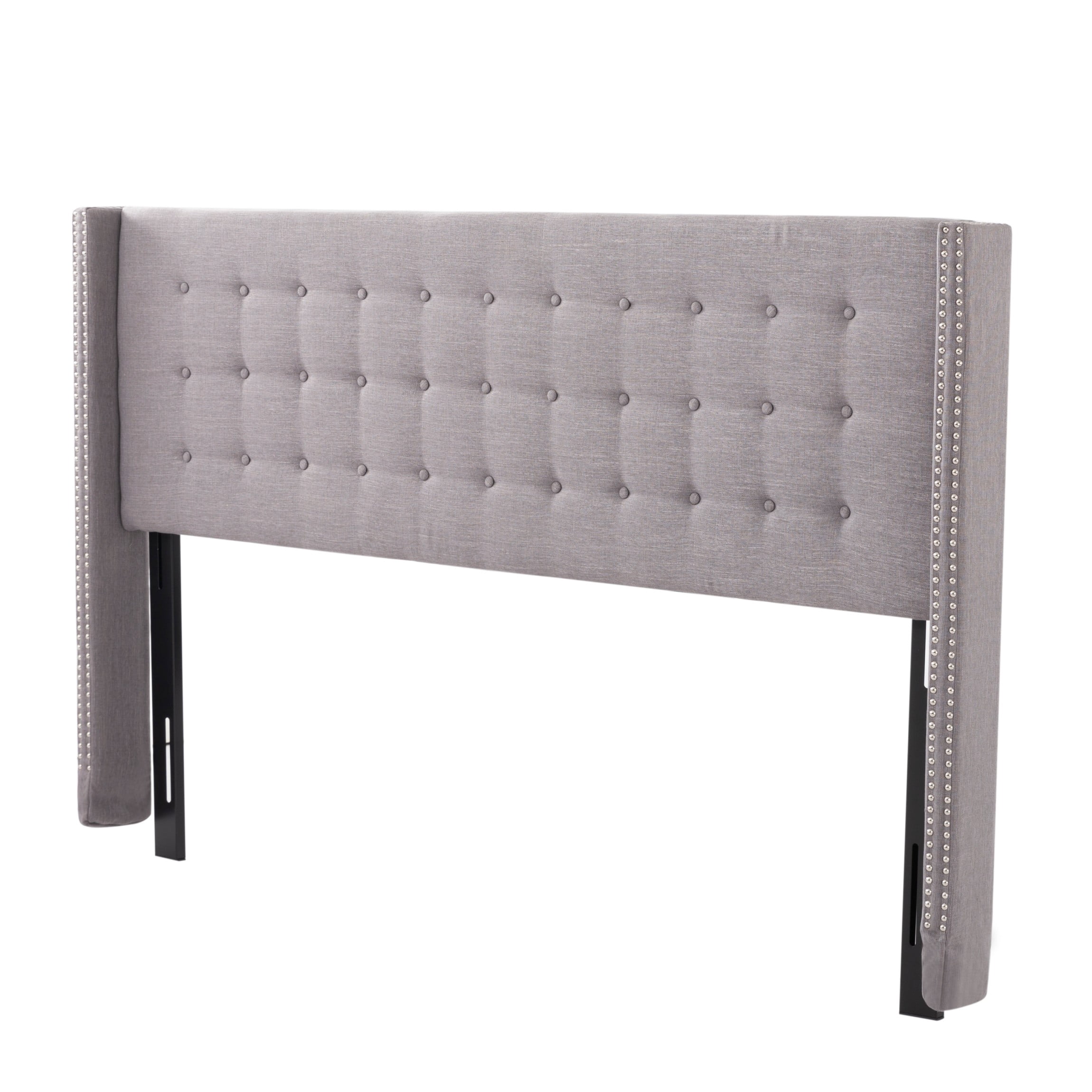 BSHTI Upholstered Headboard for King Bed, Linen Fabric,Tufted Button Design for Bedroom, Adjustable Foam Headboard for King Bed, Easy Assembly, Grey