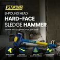 thumbnail image 2 of Estwing 8 Pound Head Hard Face Sledge Hammer with 36 Inch Fiberglass Handle, 2 of 10