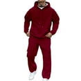 thumbnail image 4 of Mens Tracksuits 2 Piece Outfit Sets Fall Winter Clothes Casual Sportswear Outerwear Loungewear Men's Fashion, Red, Size XL, 4 of 10