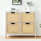 thumbnail image 3 of ChaoLink Mueble para zapatos de ratán natural con 4 puertas abatibles, organizador independiente de madera con 3 niveles para almacenar zapatos, 3 of 7