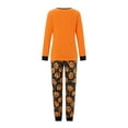 thumbnail image 6 of EYIIYE Family Pajamas Matching Sets Halloween Pumpkin Set Letter Print Long Sleeve Tops Long Pants 2-Piece Outfits, 6 of 8