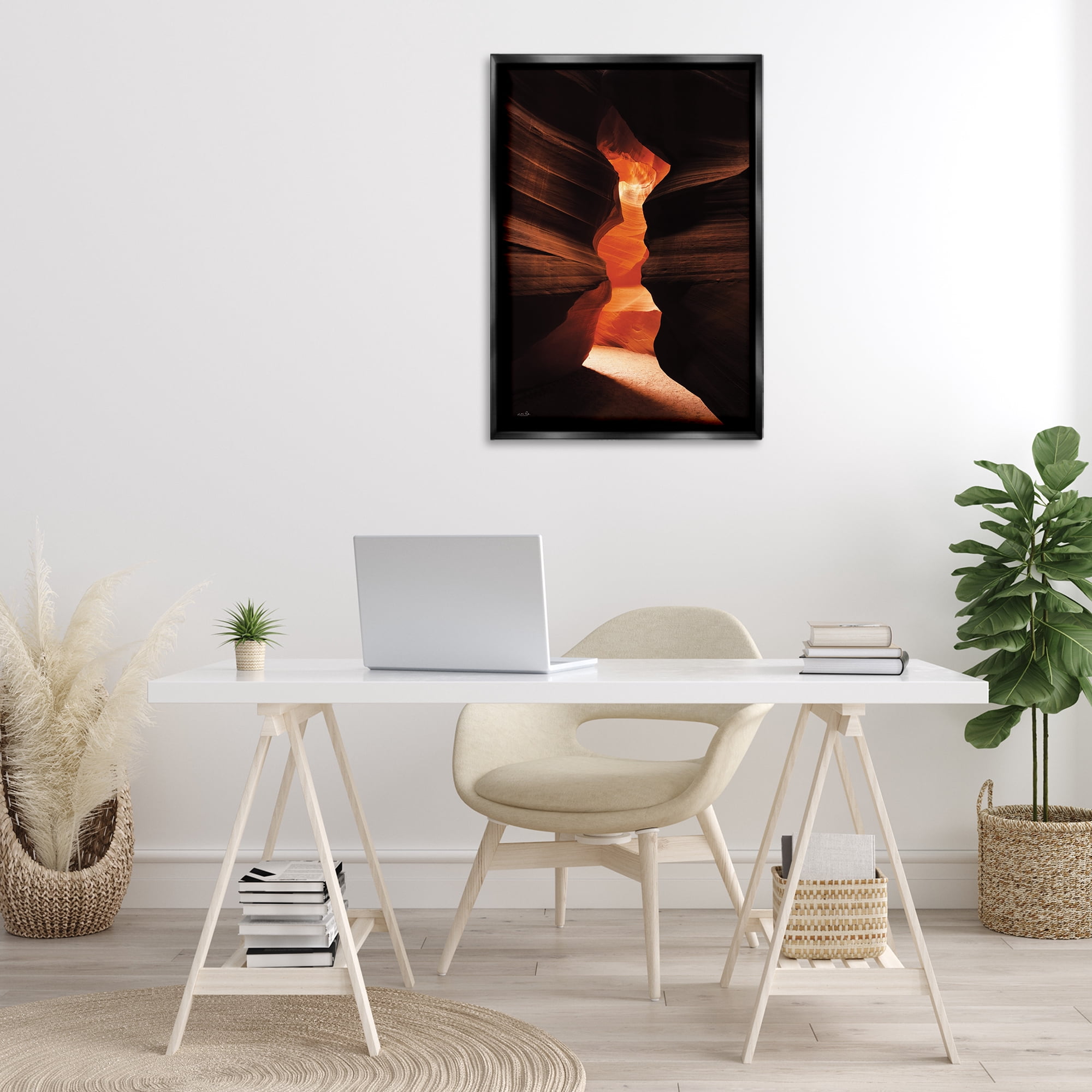 Stupell Industries Sunlit Canyon Cave Landscape Photography Black Floater Framed Art Print Wall Art, 21 x 31