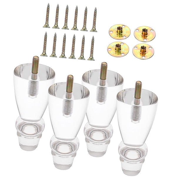 4 Uds Patas Acrílicas para Muebles Patas de Soporte para Gabinete Transparentes 4 Pulgadas DIY con Tornillos Patas para Sofá Patas para Gabinete de Co