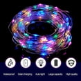 thumbnail image 2 of Cadena de luces solares para exteriores, 10 m, 100 LED, alambre de cobre, luces solares para jardín, 8 modos, decorativas para fiestas, jardines, bodas (2 piezas, multicolor), 2 of 5