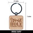 thumbnail image 2 of First Holy Communion with Cross Square Keychain Charm Tag - Engraved Wood, 2 of 6