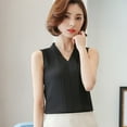 thumbnail image 6 of Womens Tops Blouse Brief Office Work Wear V Neck Sleeveless Chiffon Tops Shirt, 6 of 8