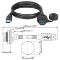 thumbnail image 5 of YIEMEEN USB 2.0 3.0 Socket Male to Female Extension Cable IP67 Waterproof Panel Mount Connector Cord 1m, 5 of 8