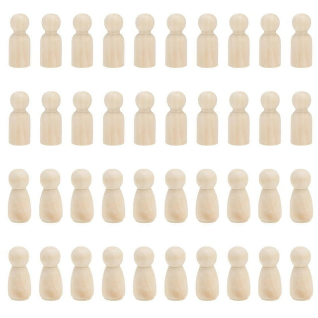 40Pcs Khaki Wooden Dolls for Kids Playing Creative DIY Decoration Craft Toys