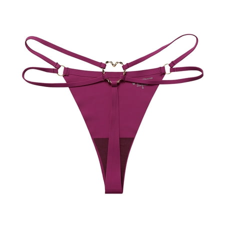 

EHTMSAK Seamless G String Thongs for Women Soft Briefs Breathable Strappy Low Rise Underwear Purple S