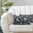 thumbnail image 2 of Vintage Floral Block Print Lumbar Pillow Covers 12x20 Set of 2 Navy Blue Brown Cream Flower Pattern Rustic Old Style Decorative Throw Pillow Cases Outdoor Farmhouse Decoration for Sofa Couch Bed, 2 of 6