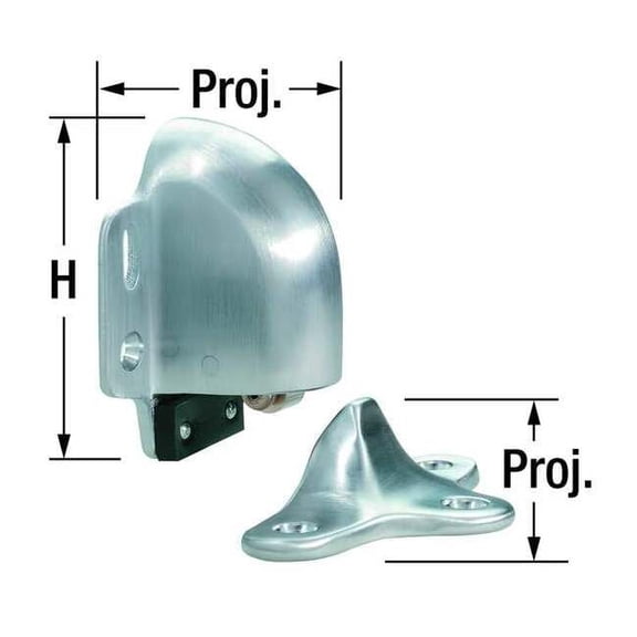 Rockwood Door Stop,Floor-Mount,Satin Chrome 491.26D