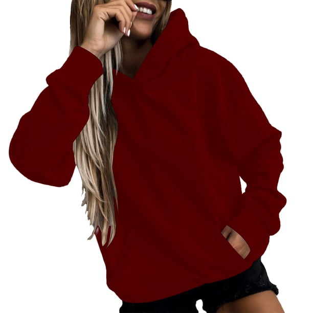 Pntutb moda mujer manga larga cuello redondo blusa sólida otoño casual pulóver tops sudaderas con capucha Pntutb Pntutb-5299