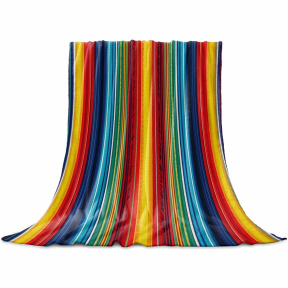 Abstract Vertical Striped Flannel Blanket for Bed, Colorful Rainbow Stripes Retro Soft Cozy Warm Couch Throw Blanket, Lightweight Fluffy Plush Bedding Blankets for Sofa Decor All Season 30"x40"