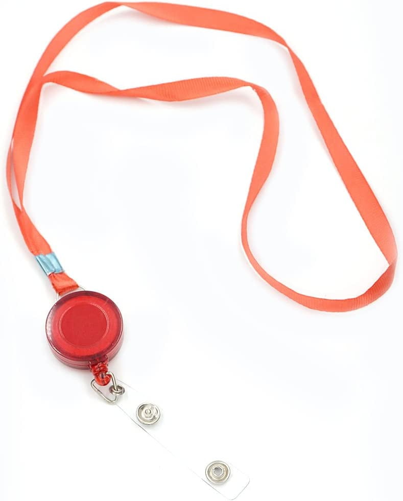 Angelakerry 20pcs Red Retractable Pull Chain Reel ID Card Badge Holder