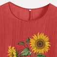 thumbnail image 4 of DDAPJ pyju Sunflower Shirt for Women Boho Summer Tops Cotton Linen Short Sleeve Round Neck T-shirt Lightweight Casual Work Blouses Sales of Today Red XXL, 4 of 5