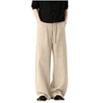 thumbnail image 3 of Atkumj Lightweight Pants Men Trendy Wide Leg Solid Color Breathable Linen Pants Casual Baggy Elastic Waist Drawstring Pants for Men with Side Pockets 3XL, 3 of 6