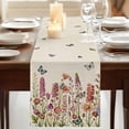 thumbnail image 3 of Table Runners 72 Inches Long Dress Scarves, Spring Floral Farmhouse Kitchen Table Runner, Coffee Tablerunners, Watercolor Lavender Daisy Butterflies Beige 14x72 Inch, 3 of 9