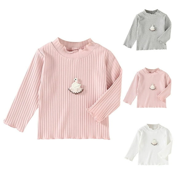 Ahuyic Toddler Kids Long Sleeved Crew Neck Blouse, Fall/Winter Warm Tops For Kids, Children's Lace Long-Sleeved Solid Color Bottoming Casual Shirt For Boys And Girls,12 Months