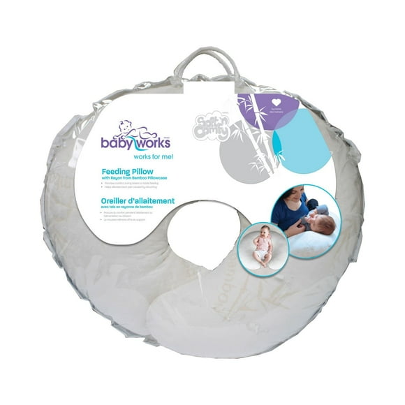 Oreiller d'allaitement Baby Works avec mousse à mémoire de forme et taie d'oreiller en bambou