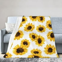 Wijzvio Floral Sunflower Throw Blanket Soft Fuzzy Fleece Blanket For Couch Bed Living Room Decoration 50"X40"