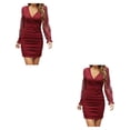 thumbnail image 1 of Jumpingount Vestido de manga larga de encaje Sexy para mujer de primavera, vestido de fiesta para niñas, estilo informal de poliéster con cuello Vino rojo L 2Conjunto, 1 of 6