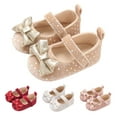 thumbnail image 4 of Otqutp Baby Girls Boys Bow Canvas Sandals Hook Loop Dot Sequins Glitter Walking Shoes New Born Closed Toe Ankle Summer Shoes, 4 of 9