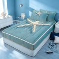 thumbnail image 3 of Erosebridal Ocean Beach Zipper Full Size Comforter Sets with Fitted Sheet and 2 Pillowcases, Sea Starfish Zipper Bedding Set, Reversible, 3 of 7