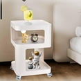 thumbnail image 5 of Modern 3-Tier Rolling Bedside Table with Locking Wheels - Portable Nightstand for Bedroom, Sofa & Outdoor Use, Space-Saving Mobile Storage, 5 of 9
