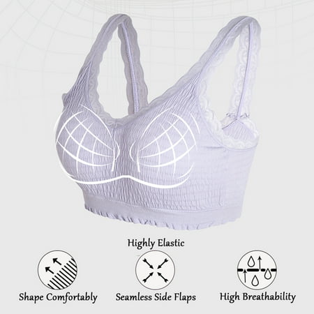 

LEEy-world Sports Bras For Women Beautiful Back Breathable Thin Bras For Women Seamless Lace Sports Bra For Women Purple One Size