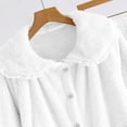 thumbnail image 5 of Hueook Cozy Fleece Bed Jacket Winter Warm Button Down Cardigan Lace Collar Pockets Soft Sleepwear 2X, 5 of 7
