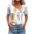 thumbnail image 1 of Top de Verano Mujeres Cuello en V Casual Top de Manga Corta, Ligera Primavera Y Blusa de Verano para las Mujeres, 1 of 5