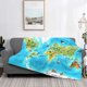 thumbnail image 2 of Fotbe World Map With Animals Landmarks Manta de Franela con Estampado, Manta Ultrasuave para Cama, Sofá, Auto, Hipoalergénica y Antibolitas-40"x30", 2 of 6