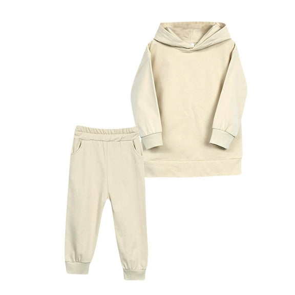 Darzheoy Children Set Versatile Solid Color Tops And Pants Hoodie Comfortable Sweatshirt Fall Winter Set For Boys And Girls ,Size 1-5 Years