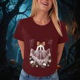 thumbnail image 4 of TOWED22 Fall Shirts for Women Halloween Bow Ghost Flower Graphic Tees Spooky Season Tops Cute Autumn Halloween T-Shirt(Wine,XXL), 4 of 8