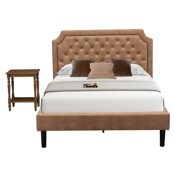 East West Furniture Granbury 2-Piece Wood Full Platform Bedroom Set in Brown