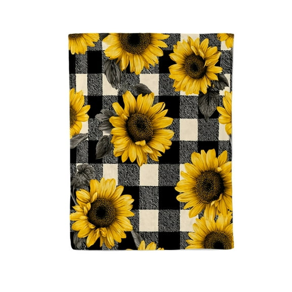Sunflowers on Checkered Quilt Flannel Throw Blanket - Ultra Soft & Cozy All-Season Couch Blanket, Bedspread, Travel Wrap - Gift-Ready Luxury for Home, Office & Outdoor