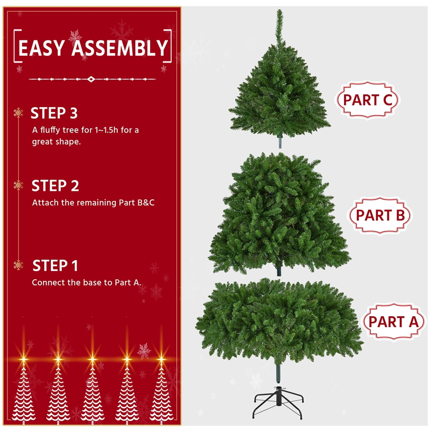 Alden Design 6FT Ultra-Thick Artificial Christmas Tree with Foldable Stand and 1614 Tips,Green