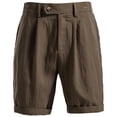 thumbnail image 2 of Jerdar Men's Cotton Linen Shorts Casual Pleated Summer Vacation Beach Elastic Waist Shorts with Pockets, 2 of 9