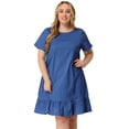 thumbnail image 3 of Vestido de mujer Agnes Orinda Chambray Casual Azul Marino 4XL, 3 of 6
