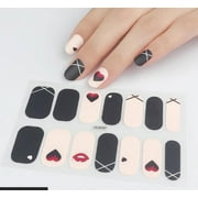 Gothic Black & Red Heart White Hearts, lips Fingernail wraps stickers Nail Art for Valentine's Day, Collent pour ongles
