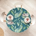 thumbnail image 4 of Ambesonne Fashion Fitted Round Tablecloth, Botanical Greenery Plot, 40"- 44" Diameter, Pistachio Green and Dark Teal, 4 of 5